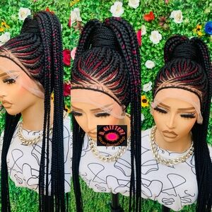 - Ponytail Braided Wigs On 360 Closure 50"